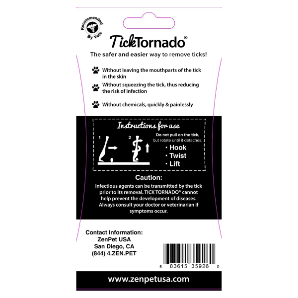 the back of the package of a zenpet tick tornado tick removal tool