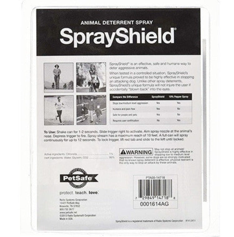 SprayShield Stray Animal Deterrent Spray back of package