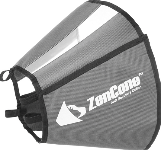 a grey flexible fabric recovery collar