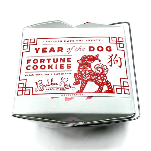 Bubba Rose Biscuit Co. Year of the Dog Fortune Cookies packaging on a white background