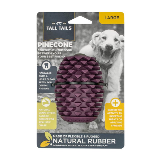  a brown pine cone-shaped foraging toy for dogs in its packaging